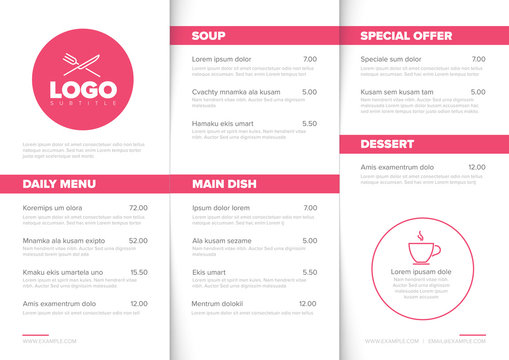 Modern minimalistic restaurant menu template