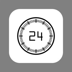 Clock line icon isolated on grey background. Black and white simple watches. Time concept. Vector illustration