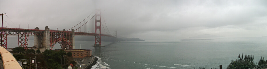 view to the golden gate bridge on a foggy day