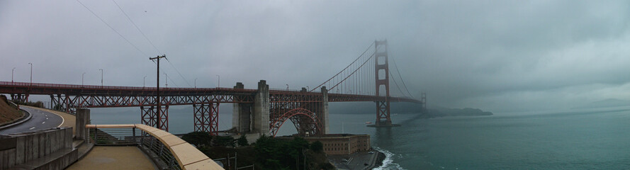 view to the golden gate bridge on a foggy day