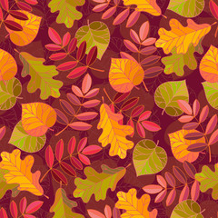 Naklejka na ściany i meble Autumn leaves pattern