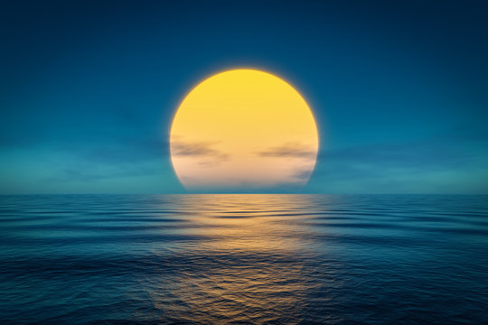 a sunset over the sea