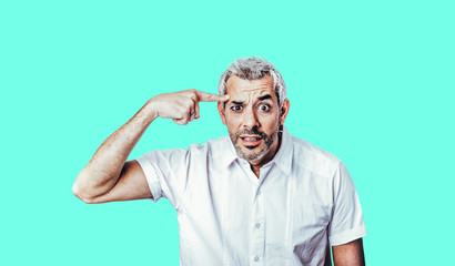 Are you crazy? gestures with his finger