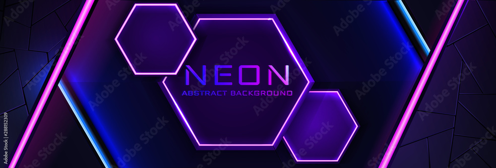 Poster abstract neon infographic background with violet light, line and texture. vector banner design in da