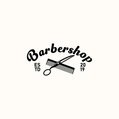 Barber shop vintage design logo template