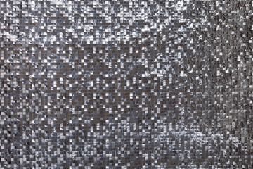 Silver metallic Squared three-dimensional background. Shiny metal silver foil texture