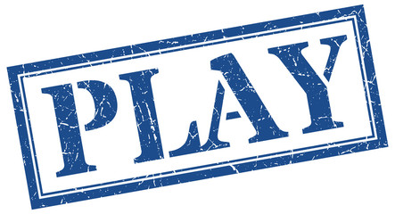 play stamp. play square grunge sign. play