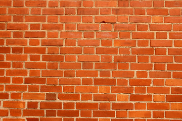 Bright old red brick wall horizontal background