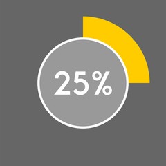 Percentage sign icon vector 25 percent.	