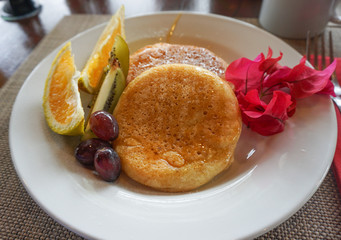 朝食のパンケーキ