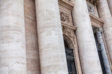 large marble columns of catholic cathedral 