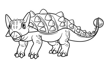 Cute cartoon dinosaur ankylosaurus character