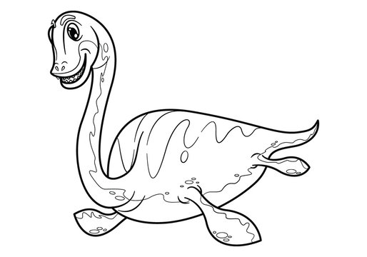 Cute cartoon dinosaur elasmosaurus character
