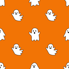 Halloween Repeatable Pattern. Halloween Ghosts with fitting colors. Sweet Ghost Illustrations