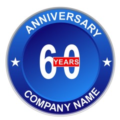 60 Years Anniversary Celebrate blue Vector Template Design Illustration