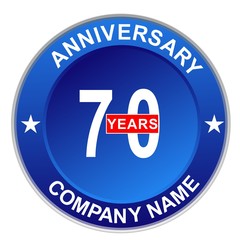 70 Years Anniversary Celebrate blue Vector Template Design Illustration