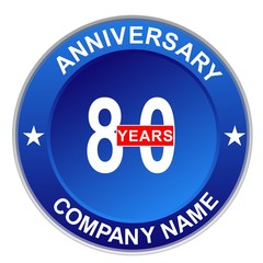 80 Years Anniversary Celebrate blue Vector Template Design Illustration