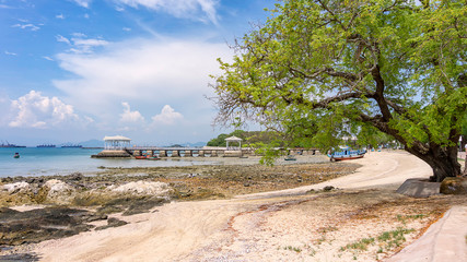 Asadang (Asdang)wood bridge in The Palace of King Rama 5 of Thailand. At Koh Sichang Island in Chonburi ,Thailand