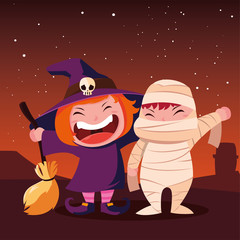 kids in halloween costumes image