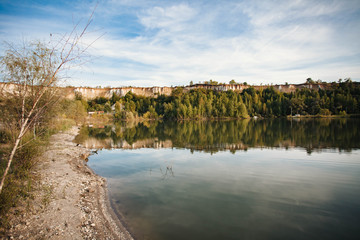 field of wheat at sunset with blue sky