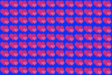 Pink Heart Shape on Royal Blue Background. Hearts Dot Design. Can be used for Articles, Printing, Illustration purpose, background, website, businesses, presentations, Product Promotions etc.