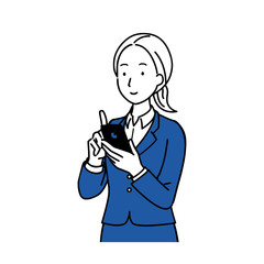 スマホを操作する女性　笑顔