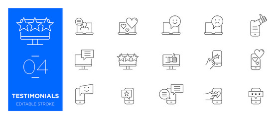 Set of Testimonials line icons - Modern icons