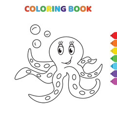 cute cartoon happy oscar ocean animal coloring book for kids. black and white vector illustration for coloring book. happy oscar ocean animal concept hand drawn illustration
