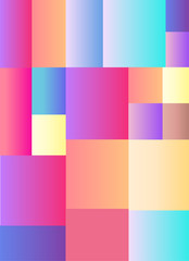 Background of gradient color squares: pink, purple, yellow, blue