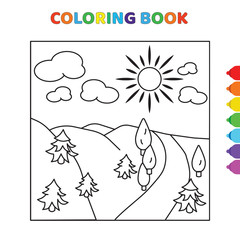 cute cartoon coloring book for kids. black and white vector illustration for coloring book. concept hand drawn