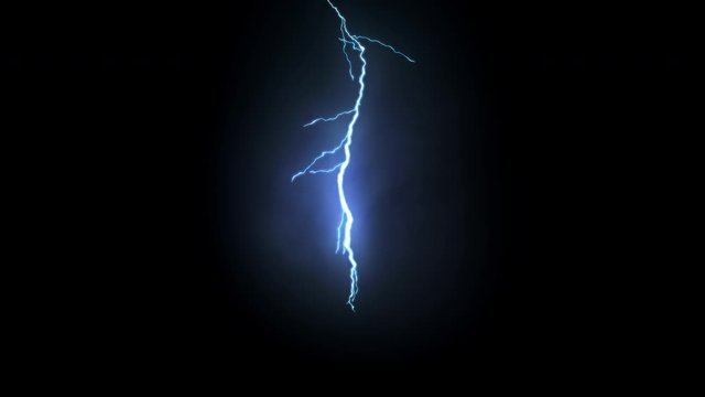 Super slow motion lightning strike compositing elements. Isolated lightning discharges on black background