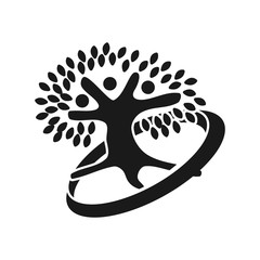 Tree rotation Commitment Teamwork Together Black Logo