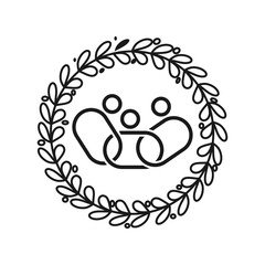 leaves rotation Commitment Teamwork Together Black Logo