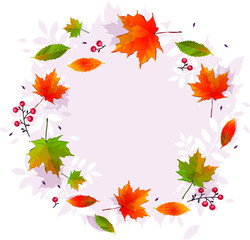 Hello autumn background layout decorate with leaves for shopping sale or promo poster and frame leaflet or web banner.Vector illustration template.