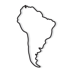black outline of South America map- vector illustration