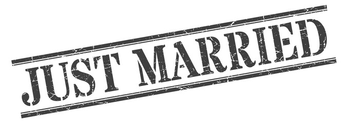 just married stamp. just married square grunge sign. just married