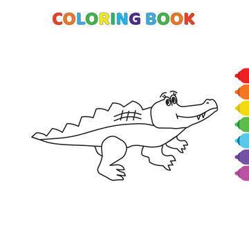cute cartoon crocodile front view coloring book for kids. black and white vector illustration for coloring book. crocodile front view concept hand drawn illustration