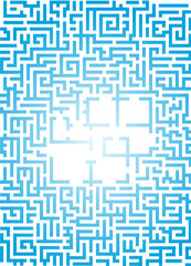  Blue maze pattern - house as a labyrinth - a symbol of difficulty in housekeeping - simple vector illustration