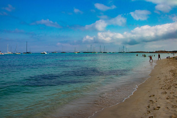beach and sea from Mediterranean sea-Island formentera