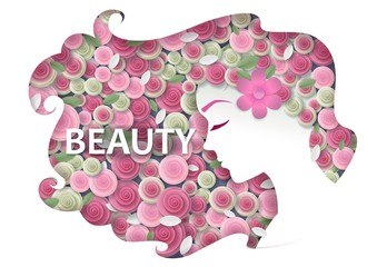 Beauty salon business card template, vector paper cut illustration