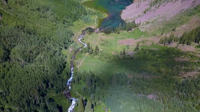 319 Colorado lake Aerial Rocky Mountains Tilting up