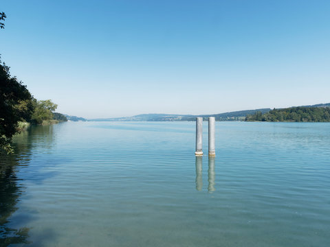 Schweizer Seenlandschaft - Der Hallwilersee. Blick von Beinwil am see nach Norden des sees, richtung Meisterschwanden