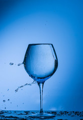 water, glass, drink, splash, liquid, pouring, blue, isolated, drop, white