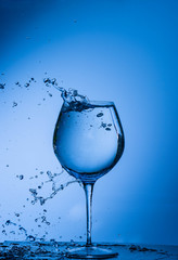water, glass, drink, splash, liquid, pouring, blue, isolated, drop, white