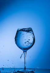 water, glass, drink, splash, liquid, pouring, blue, isolated, drop, white