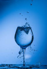 water, glass, drink, splash, liquid, pouring, blue, isolated, drop, white