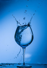 water, glass, drink, splash, liquid, pouring, blue, isolated, drop, white