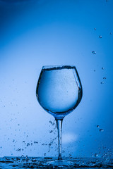 water, glass, drink, splash, liquid, pouring, blue, isolated, drop, white