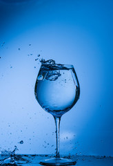 water, glass, drink, splash, liquid, pouring, blue, isolated, drop, white