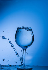 water, glass, drink, splash, liquid, pouring, blue, isolated, drop, white